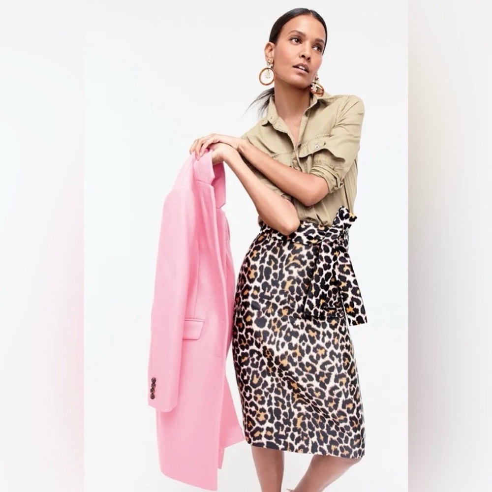 J. Crew Tie Waist Leopard Print Skirt Size 2